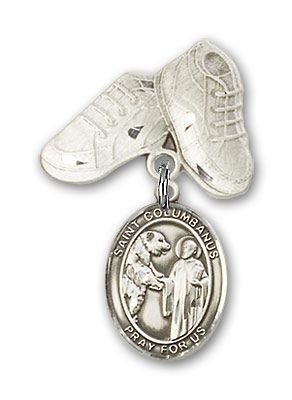 Sterling Silver Baby Boots St. Columbanus Baby Badge - Engravable