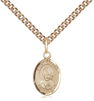 14kt Gold Saint Gianna Medal Engraved Catholic Saint Jewelry