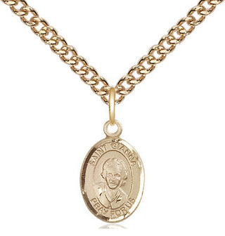 14kt Gold Saint Gianna Medal Engraved Catholic Saint Jewelry