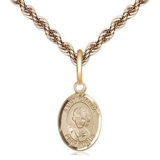 14kt Gold Saint Gianna Medal Engraved Catholic Saint Jewelry