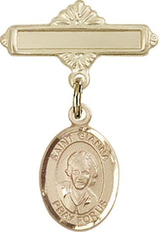 14kt Gold Filled Polished Badge Pin St. Gianna Beretta Molla Baby Badge - Engravable