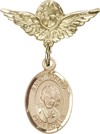 14kt Gold Small Angel w/Wings St. Gianna Beretta Molla Baby Badge - Engravable