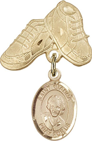 14kt Gold Baby Boots St. Gianna Beretta Molla Baby Badge - Engravable