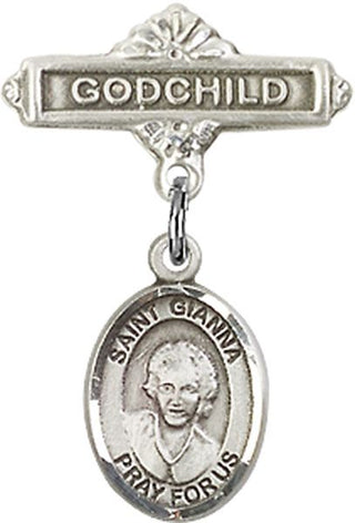 Sterling Silver Godchild St. Gianna Beretta Molla Baby Badge - Engravable