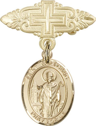 14kt Gold Filled Badge Pin With Cross St. Wolfgang Baby Badge - Engravable