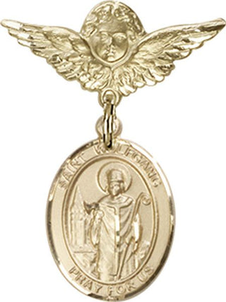 14kt Gold Small Angel w/Wings St. Wolfgang Baby Badge - Engravable