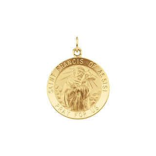 14K Yellow 22 mm Round Saint Francis of Assisi Medal