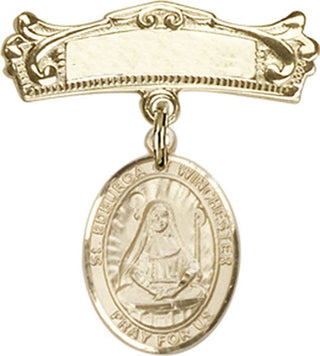 14kt Gold Badge Pin St. Edburga of Winchester Baby Badge - Engravable