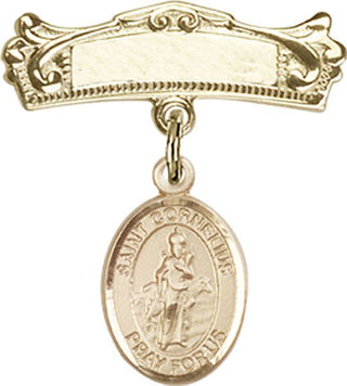 14kt Gold Badge Pin St. Cornelius Baby Badge - Engravable