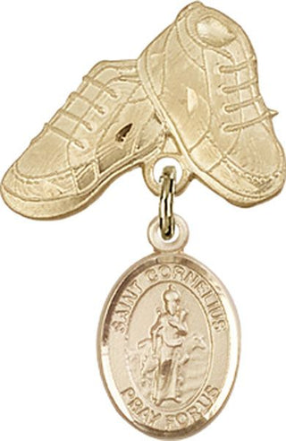 14kt Gold Baby Boots St. Cornelius Baby Badge - Engravable
