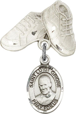 Sterling Silver Baby Boots St. Luigi Orione Baby Badge - Engravable