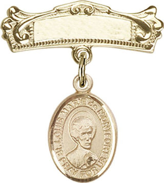 14kt Gold Filled Badge Pin St. Louis Marie de Montfort Baby Badge - Engravable