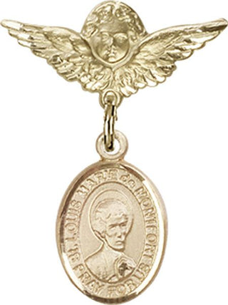 14kt Gold Filled Small Angel w/Wings St. Louis Marie de Montfort Baby Badge - Engravable