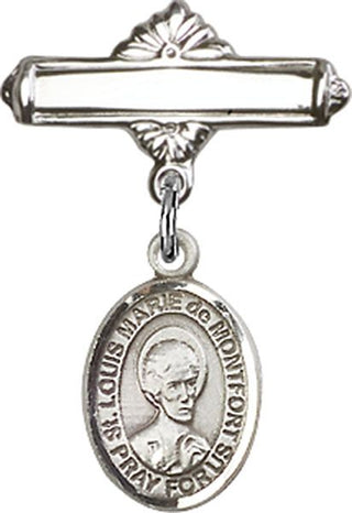 Sterling Silver Polished Badge Pin St. Louis Marie de Montfort Baby Badge - Engravable