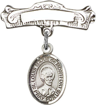 Sterling Silver Badge Pin St. Louis Marie de Montfort Baby Badge - Engravable
