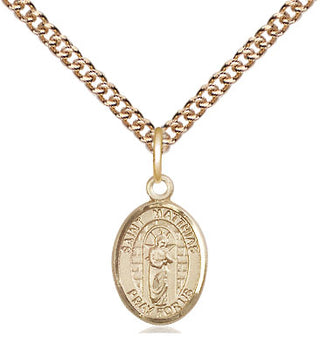14kt Gold Saint Matthias the Apostle Medal Engraved Catholic Saint Jewelry
