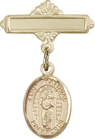 14kt Gold Filled Polished Badge Pin St. Matthias the Apostle Baby Badge - Engravable