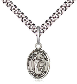 Pewter Saint Kenneth Medal Religious and Catholic Jewelry Engraved Catholic Saint Jewelry