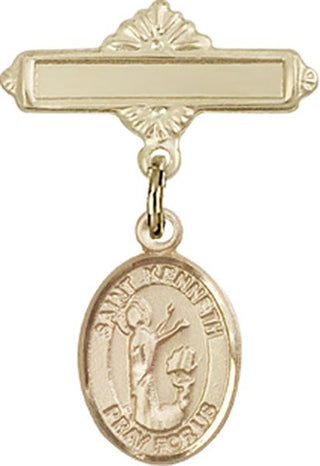 14kt Gold Filled Polished Badge Pin St. Kenneth Baby Badge - Engravable