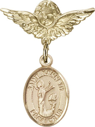 14kt Gold Filled Small Angel w/Wings St. Kenneth Baby Badge - Engravable