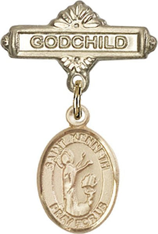 14kt Gold Filled Godchild St. Kenneth Baby Badge - Engravable