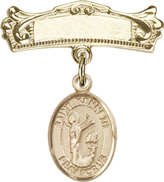 14kt Gold Badge Pin St. Kenneth Baby Badge - Engravable