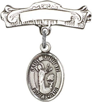 Sterling Silver Badge Pin St. Kenneth Baby Badge - Engravable