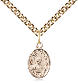 14kt Gold Saint Edmund Campion Medal Engraved Catholic Saint Jewelry