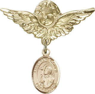 14kt Gold Filled Large Angel w/Wings St. Rene Goupil Baby Badge - Engravable