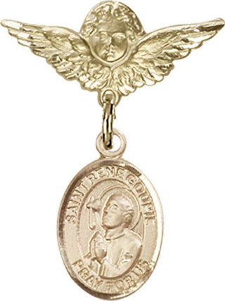 14kt Gold Filled Small Angel w/Wings St. Rene Goupil Baby Badge - Engravable