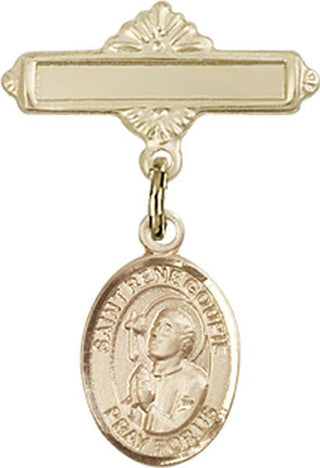 14kt Gold Polished Badge Pin St. Rene Goupil Baby Badge - Engravable