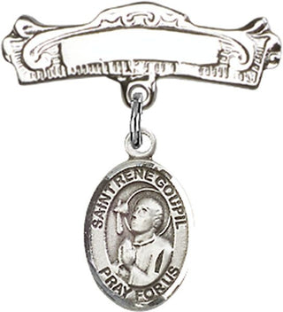 Sterling Silver Badge Pin St. Rene Goupil Baby Badge - Engravable