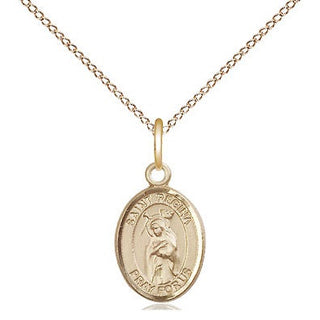 14kt Gold Saint Regina Medal Engraved Catholic Saint Jewelry