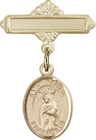 14kt Gold Filled Polished Badge Pin St. Regina Baby Badge - Engravable