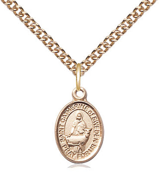 14kt Gold Filled Saint Catherine of Sweden Medal Religious and Catholic Jewelry Engraved Catholic Saint Jewelry