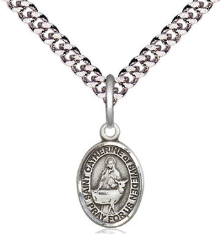 Pewter Saint Catherine of Sweden Medal Religious and Catholic Jewelry Engraved Catholic Saint Jewelry