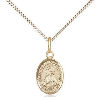 14kt Gold Immaculate Heart of Mary Medal Engraved Catholic Saint Jewelry