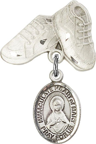 Sterling Silver Baby Boots Immaculate Heart of Mary Baby Badge - Engravable