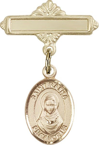 14kt Gold Filled Polished Badge Pin St. Rafka Baby Badge - Engravable