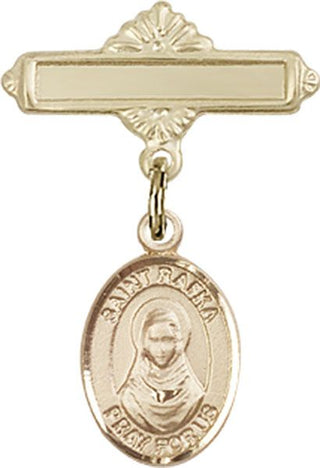 14kt Gold Polished Badge Pin St. Rafka Baby Badge - Engravable