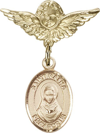 14kt Gold Small Angel w/Wings St. Rafka Baby Badge - Engravable