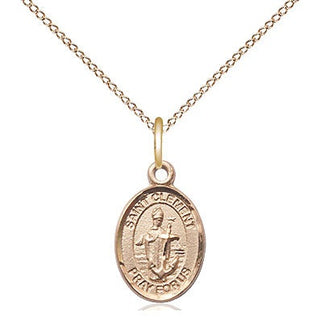 14kt Gold Saint Clement Medal Engraved Catholic Saint Jewelry