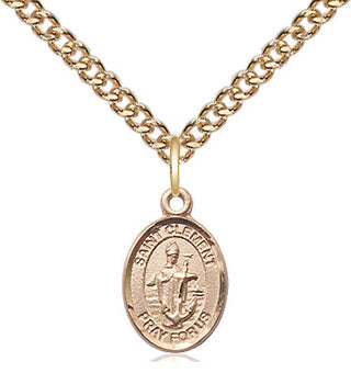 14kt Gold Saint Clement Medal Engraved Catholic Saint Jewelry