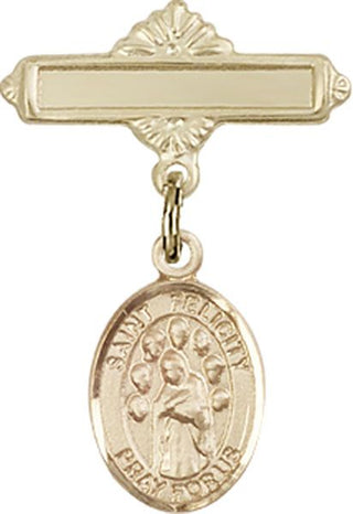 14kt Gold Filled Polished Badge Pin St. Felicity Baby Badge - Engravable