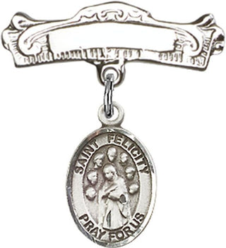 Sterling Silver Badge Pin St. Felicity Baby Badge - Engravable