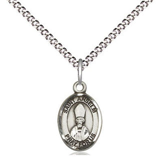 Pewter Saint Anselm of Canterbury Medal Religious and Catholic Jewelry Engraved Catholic Saint Jewelry