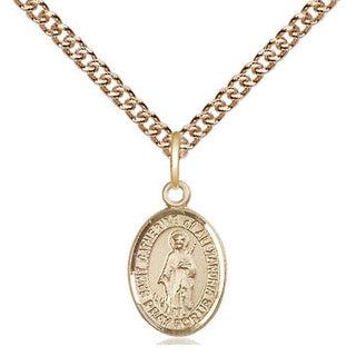 14kt Gold Saint Catherine of Alexandria Medal Engraved Catholic Saint Jewelry