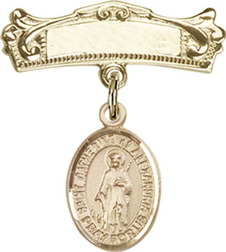 14kt Gold Filled Badge Pin St. Catherine of Alexandria Baby Badge - Engravable