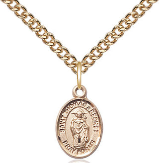 14kt Gold Filled Saint Thomas A Becket Medal Religious and Catholic Jewelry Engraved Catholic Saint Jewelry