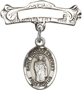 Sterling Silver Badge Pin St. Thomas A Becket Baby Badge - Engravable